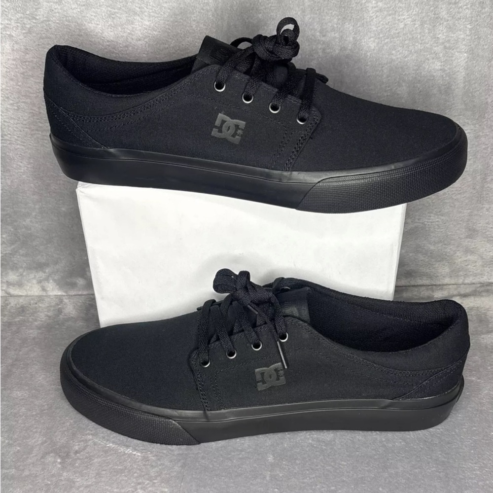 DC Trase TX Black Skate Shoes Mens 12 Low Top Canvas Streetwear